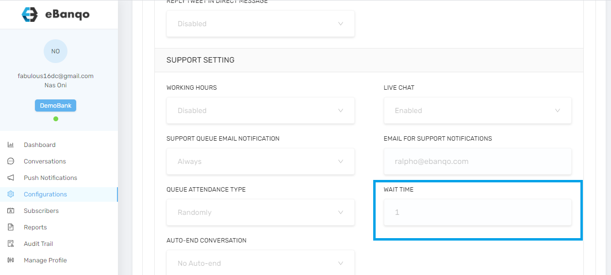 Click on wait time
