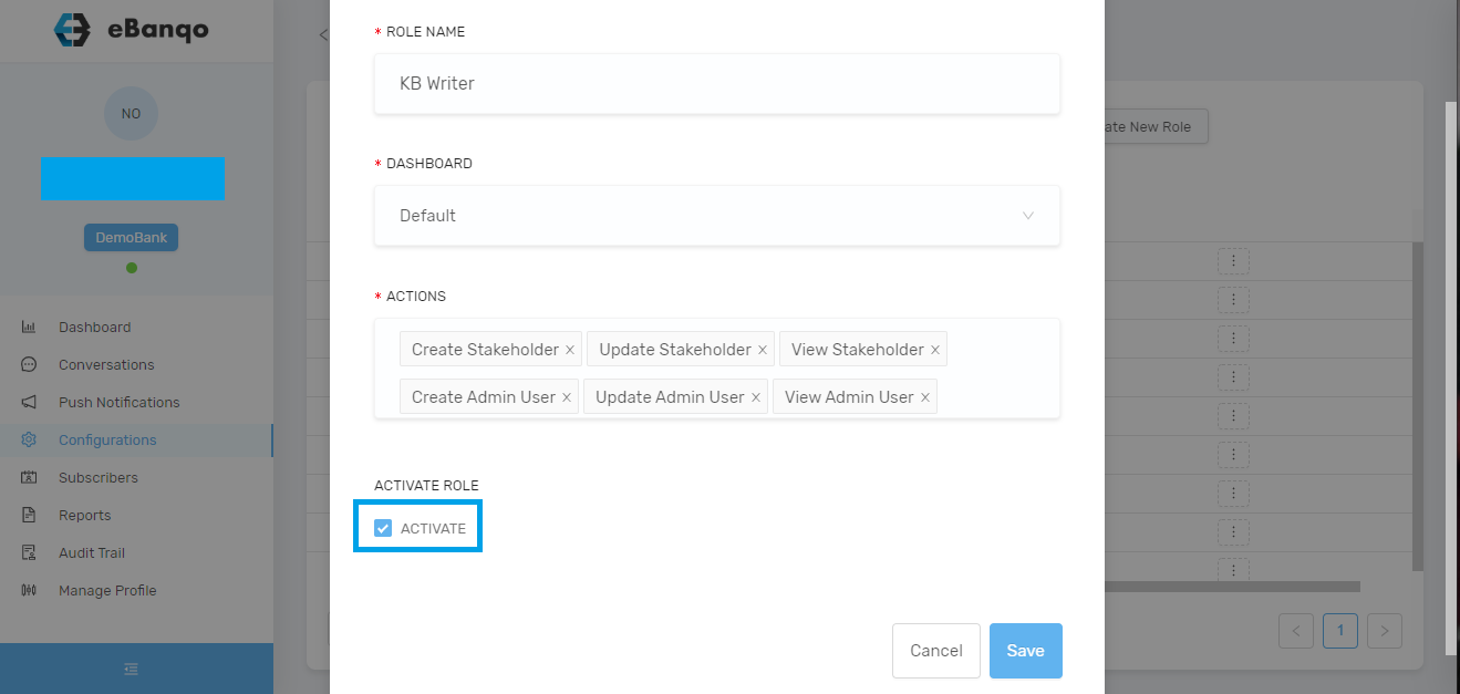 Image showing how to disable a role