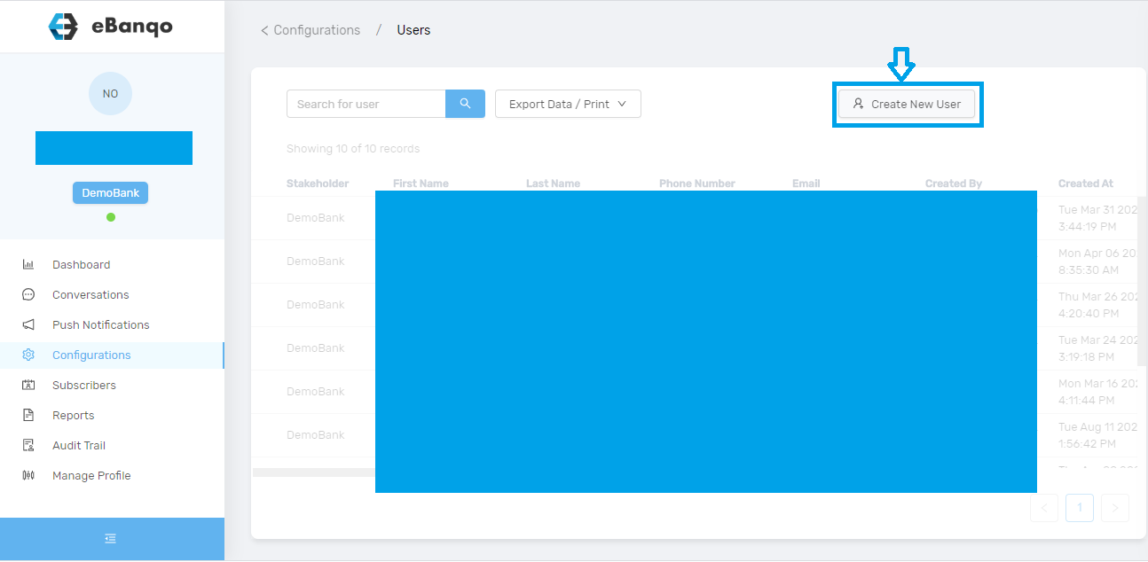 Adding a new user to your eBanqo Messenger account