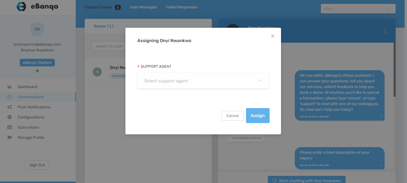How to reassign a customer to another agent