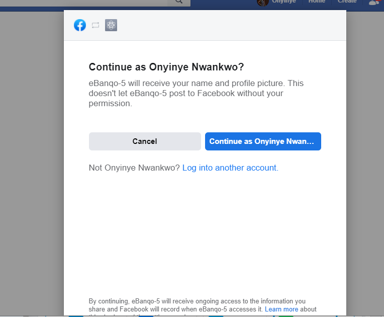 Facebook confirmation
