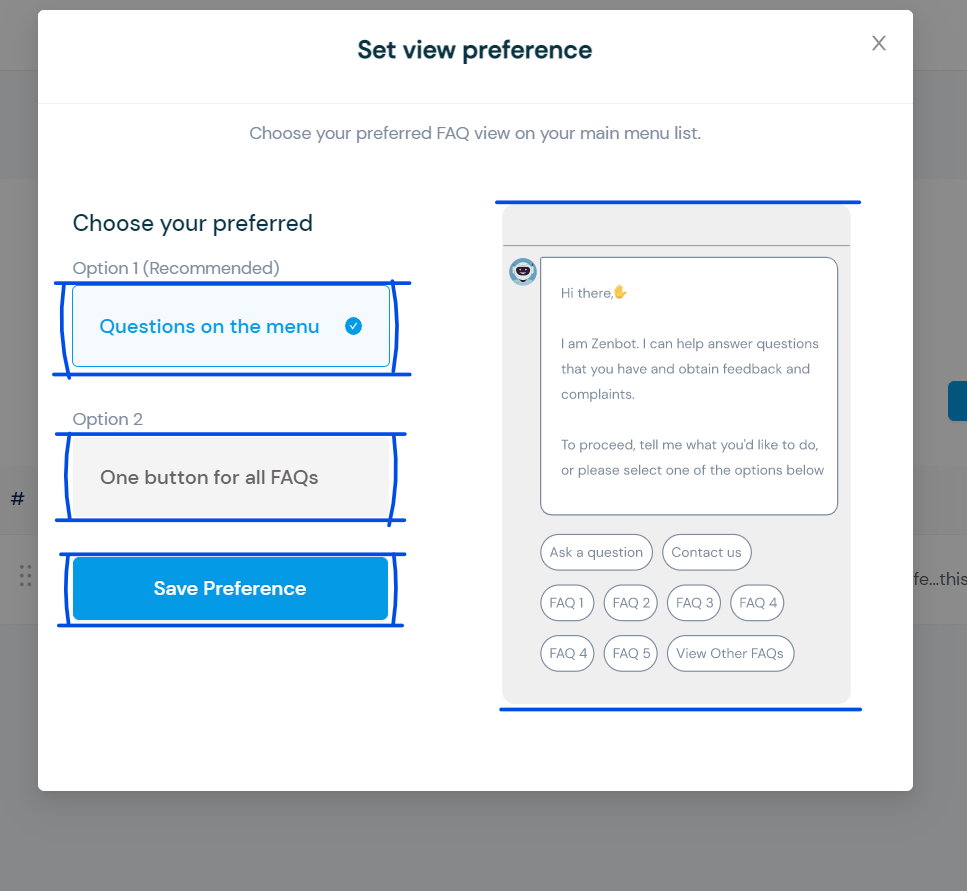 Setting view preference